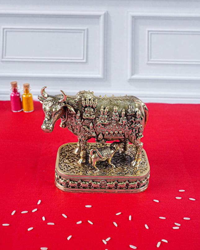 Brass Antique Cow & Calf Idol - 4 inch - WL5885