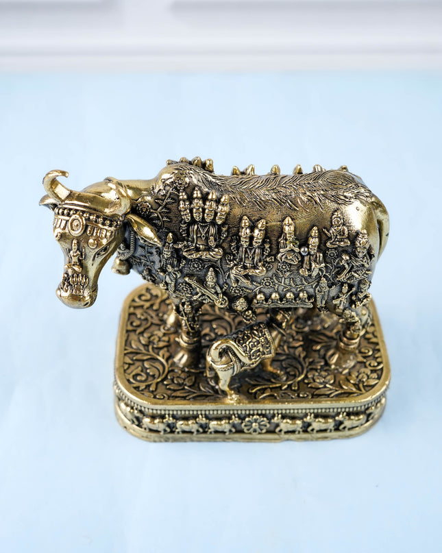 Brass Antique Cow & Calf Idol - 4 inch - WL5885