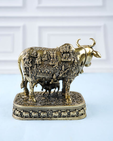 Brass Antique Cow & Calf Idol - 4 inch - WL5885