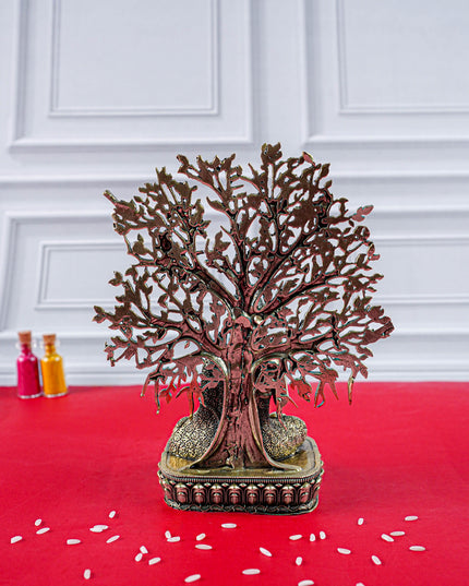 Brass Buddha with Kalpavriksha Tree Idol - 6 inch - WL5888