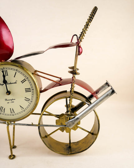 Metal Painted Royal Enfield Bike with Clock - Red - WL5892-1