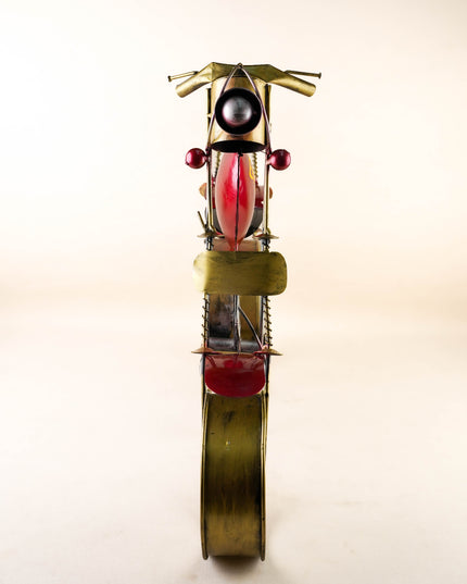 Metal Painted Royal Enfield Bike with Clock - Red - WL5892-1