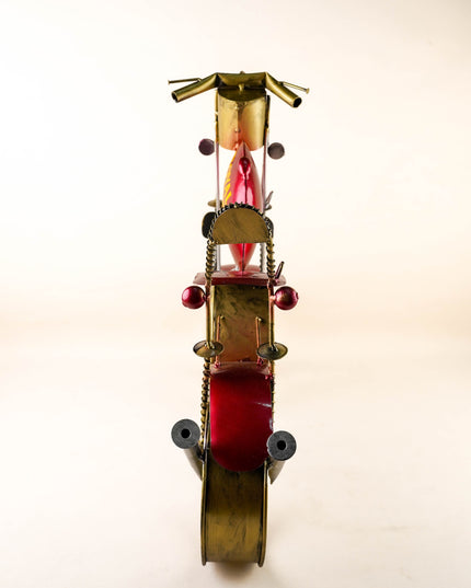 Metal Painted Royal Enfield Bike with Clock - Red - WL5892-1