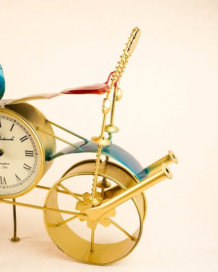 Metal Painted Royal Enfield Bike with Clock - Blue - WL5892-2