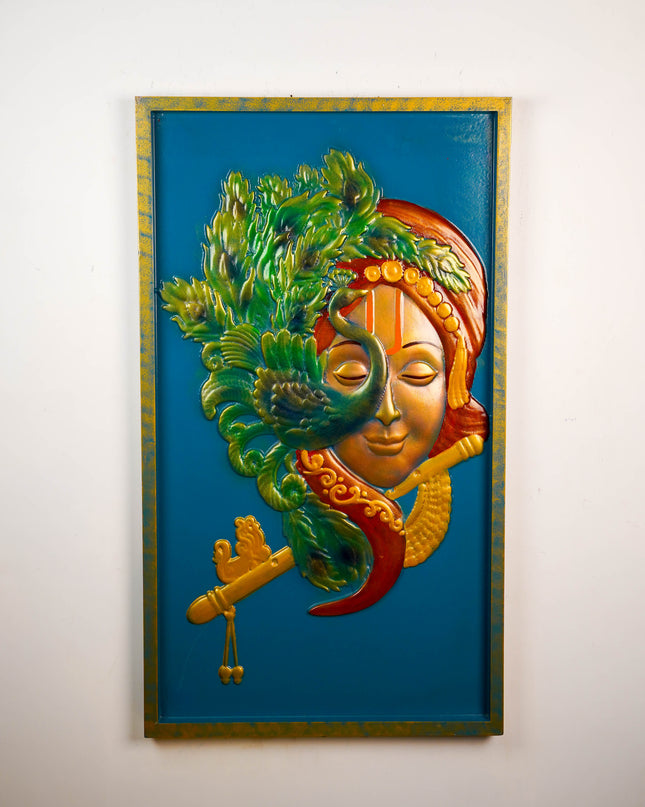 Flute Krishna Face Wall Hanging Frame - 42 inch - WL5899