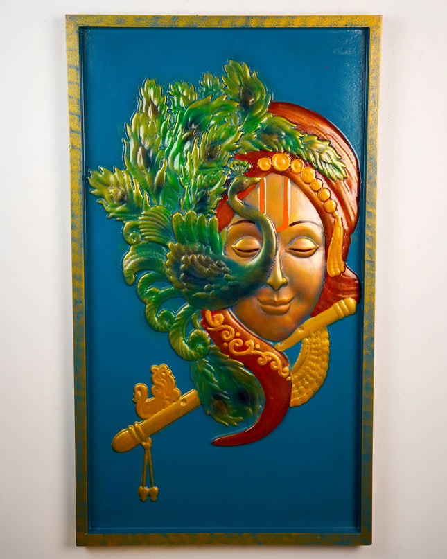Flute Krishna Face Wall Hanging Frame - 42 inch - WL5899