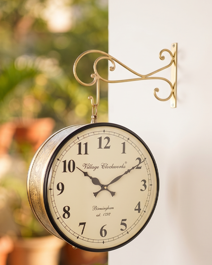 Brass - Railway Clock Floral Design - 12 inch - WL5906