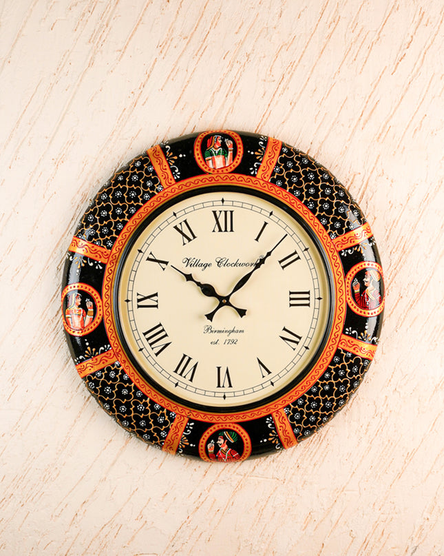 Wall Clock - Painted with Floral Design - 18 inch - WL5907