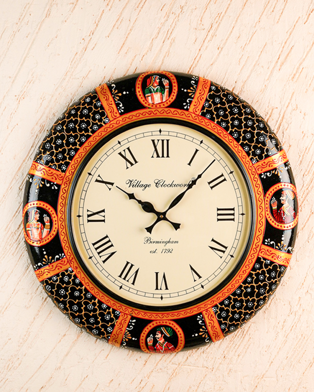 Wall Clock - Painted with Floral Design - 18 inch - WL5907