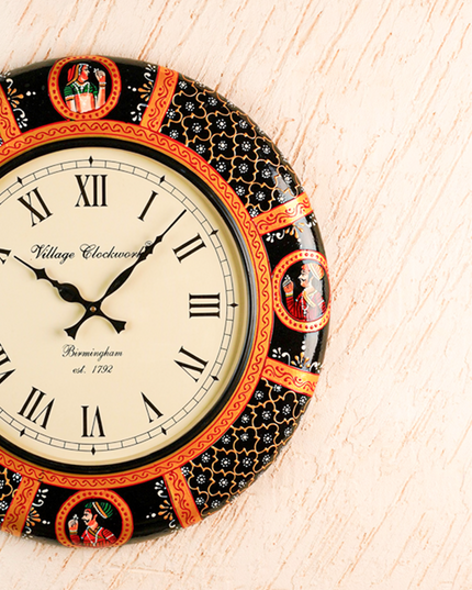 Wall Clock - Painted with Floral Design - 18 inch - WL5907