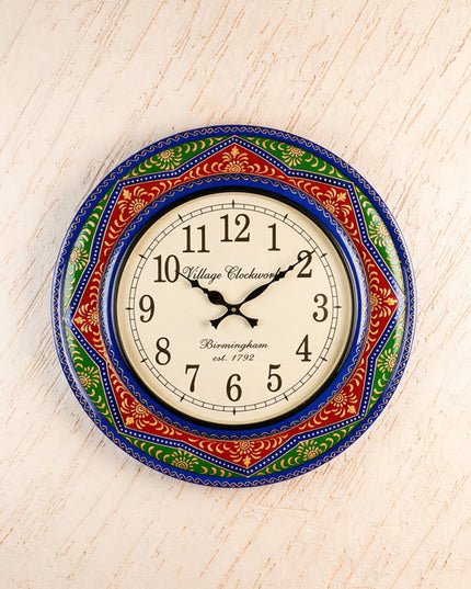 Wall Clock - Painted with Floral Design - 18 inch - WL5909