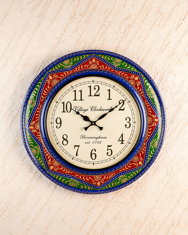 Wall Clock - Painted with Floral Design - 18 inch - WL5909