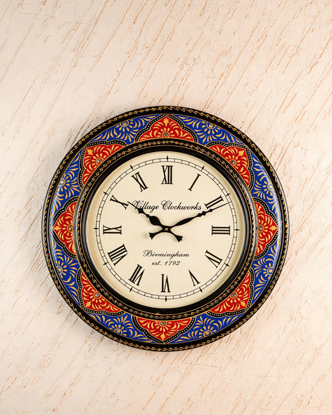 Wall Clock - Painted with Floral Design - 18 inch - WL5912