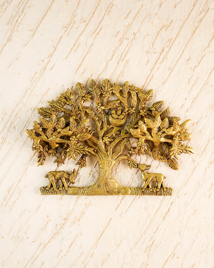 Brass Kalpavriksha Tree with Root Wall Hanging - 8 inch - WL5915