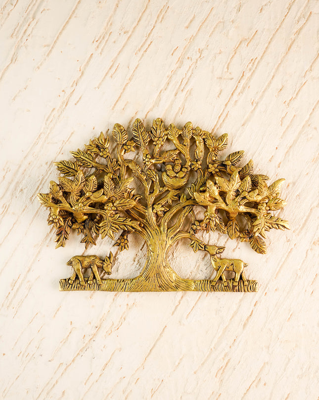 Brass Kalpavriksha Tree with Root Wall Hanging - 8 inch - WL5915