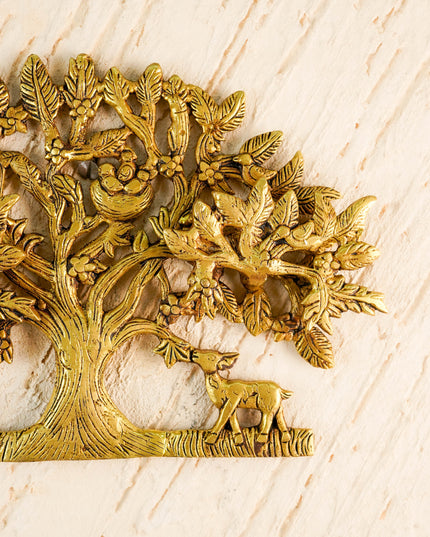 Brass Kalpavriksha Tree with Root Wall Hanging - 8 inch - WL5915