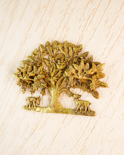 Brass Kalpavriksha Tree with Root Wall Hanging - 8 inch - WL5915