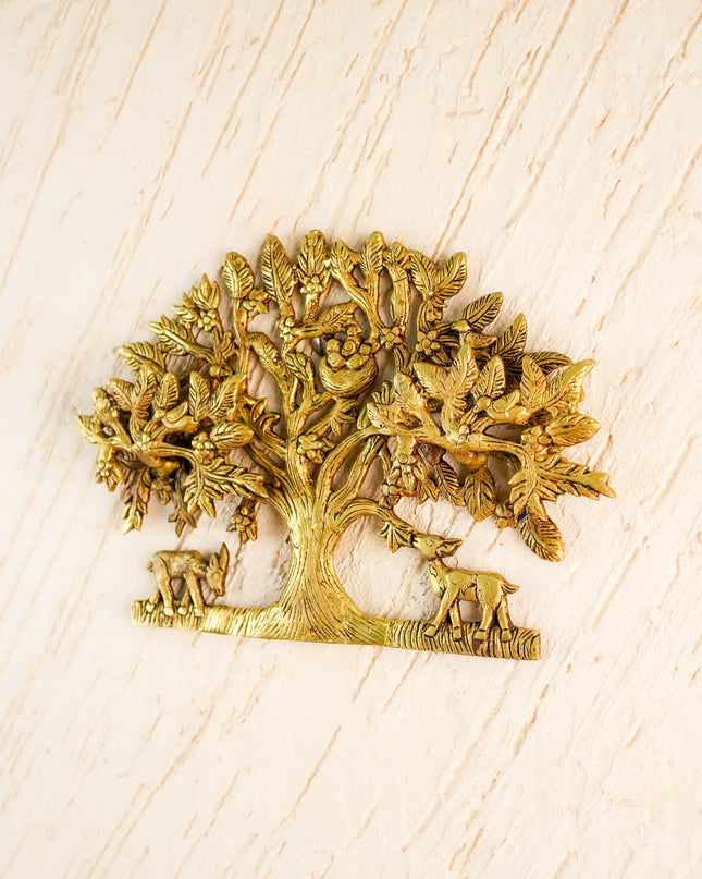 Brass Kalpavriksha Tree with Root Wall Hanging - 8 inch - WL5915