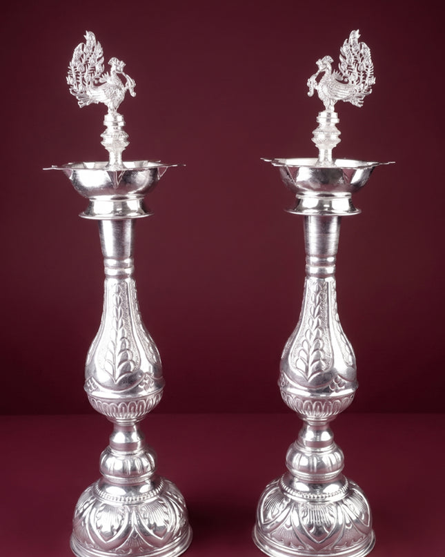 German Silver Annapakshi Kuthu Vilaku - 19 inch - Set of 2 - WL5926