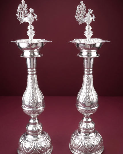 German Silver Annapakshi Kuthu Vilaku - 19 inch - Set of 2 - WL5926