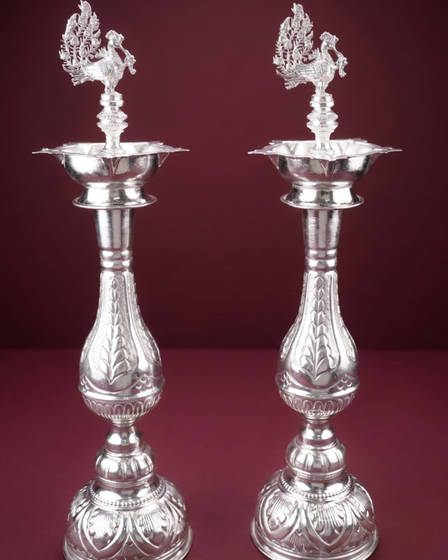 German Silver Annapakshi Kuthu Vilaku - 19 inch - Set of 2 - WL5926