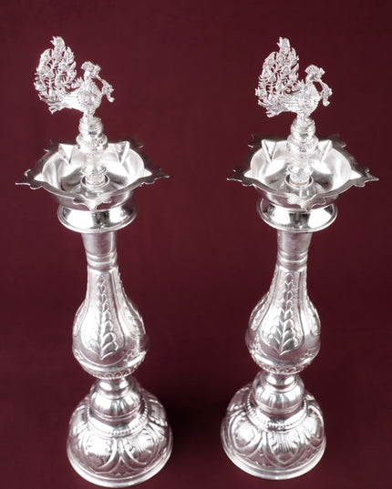 German Silver Annapakshi Kuthu Vilaku - 19 inch - Set of 2 - WL5926