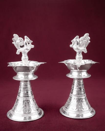German Silver Annapakshi Kuthu Vilaku - 6 inch - Set of 2 - WL5927