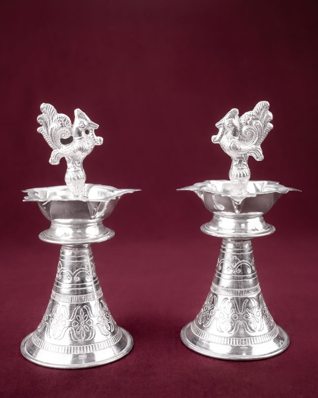 German Silver Annapakshi Kuthu Vilaku - 6 inch - Set of 2 - WL5927