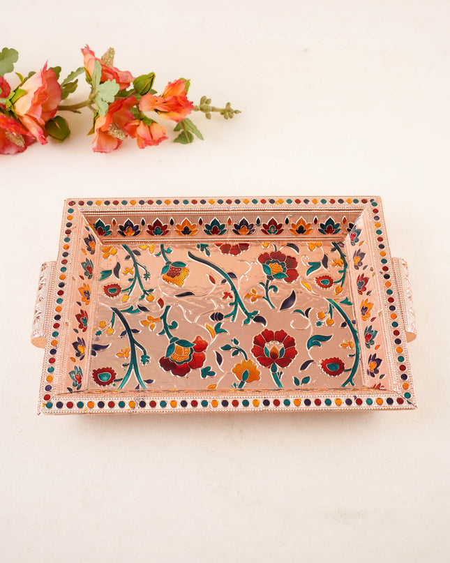 Floral Design Tray - Copper - 12x8 inch - WL5934-2