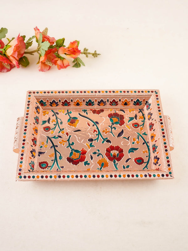 Floral Design Tray - Copper - 12x8 inch - WL5934-2