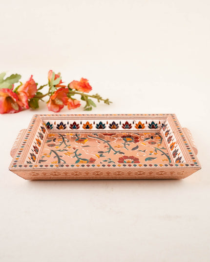 Floral Design Tray - Copper - 12x8 inch - WL5934-2