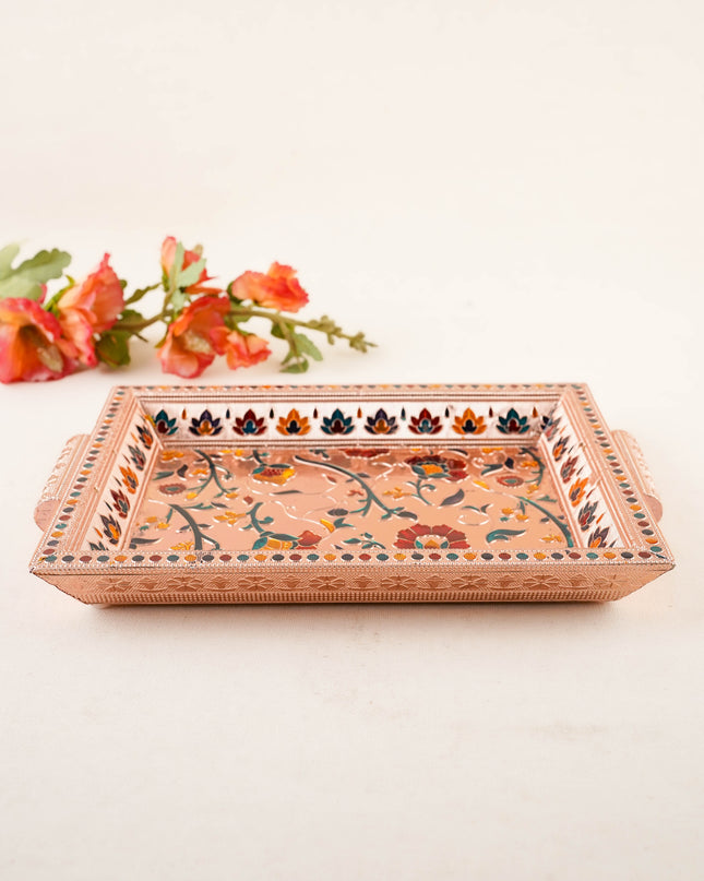 Floral Design Tray - Copper - 12x8 inch - WL5934-2