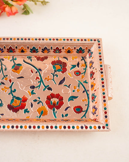 Floral Design Tray - Copper - 12x8 inch - WL5934-2
