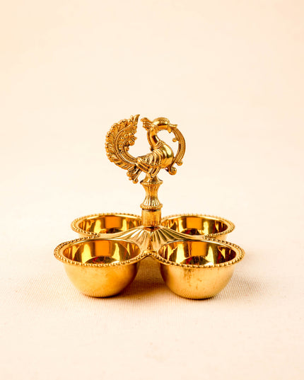 Brass Annapakshi - 4 Cup Kumkum Holder - WL5935