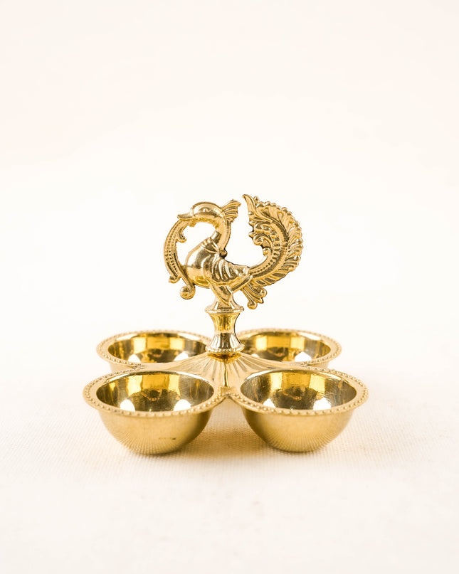 Brass Annapakshi - 4 Cup Kumkum Holder - WL5935