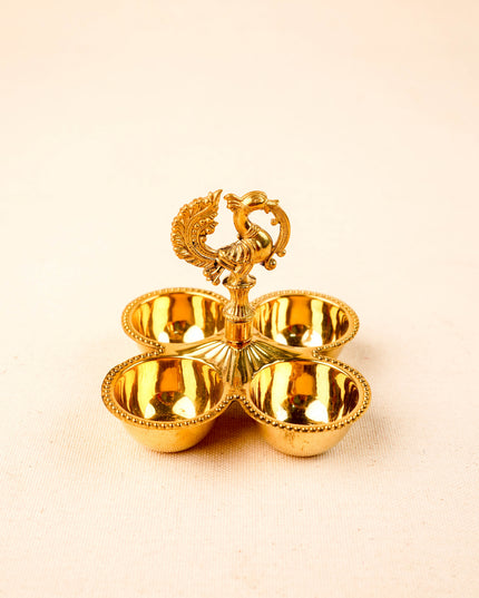Brass Annapakshi - 4 Cup Kumkum Holder - WL5935