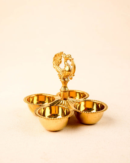 Brass Annapakshi - 4 Cup Kumkum Holder - WL5935