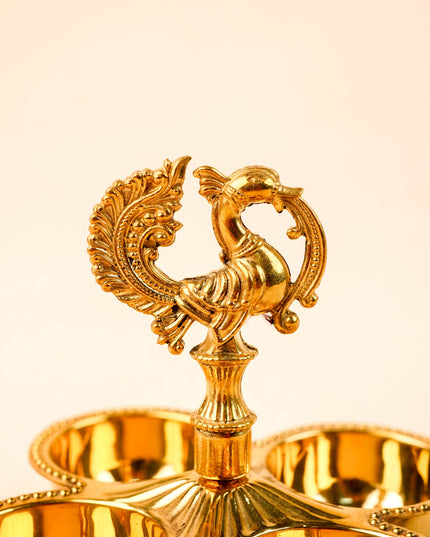 Brass Annapakshi - 4 Cup Kumkum Holder - WL5935
