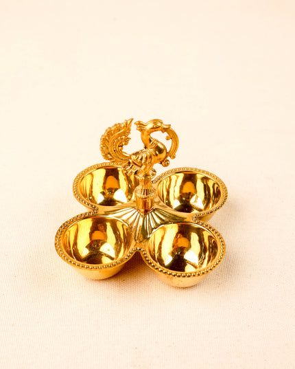 Brass Annapakshi - 4 Cup Kumkum Holder - WL5935
