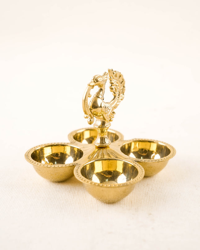 Brass Annapakshi - 4 Cup Kumkum Holder - WL5935