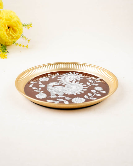 Brass Plate with Annapakshi Print - 8 inch - WL5936-1