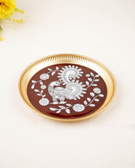 Brass Plate with Annapakshi Print - 8 inch - WL5936-1