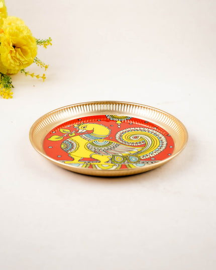 Brass Plate with Annapakshi Print - 8 inch - WL5936-4