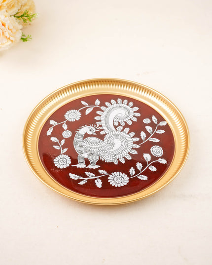 Brass Plate with Annapakshi Print - 10 inch - WL5937-1