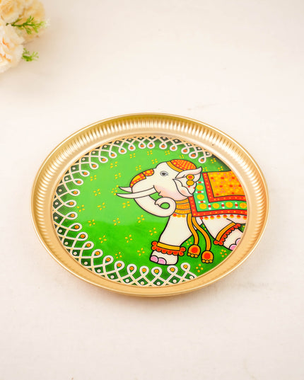 Brass Plate with Elephant Print - 10 inch - WL5937-2