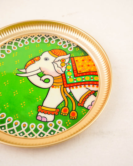 Brass Plate with Elephant Print - 10 inch - WL5937-2