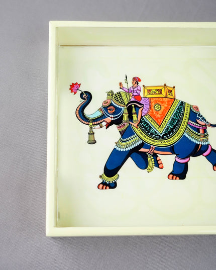 Digital Printed Square Tray - Elephant Design - 8X8 inch - WL5940-2