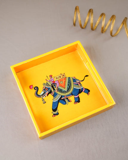 Elephant Print Square Tray - 8X8 inch - WL5940-3