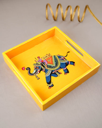 Elephant Print Square Tray - 8X8 inch - WL5940-3