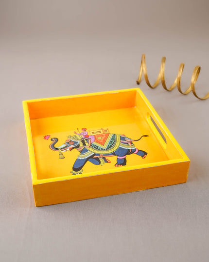 Elephant Print Square Tray - 8X8 inch - WL5940-3